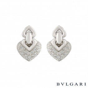 Bvlgari 18k White Gold Doppio Cuore Diamond Earrings 2.00ct